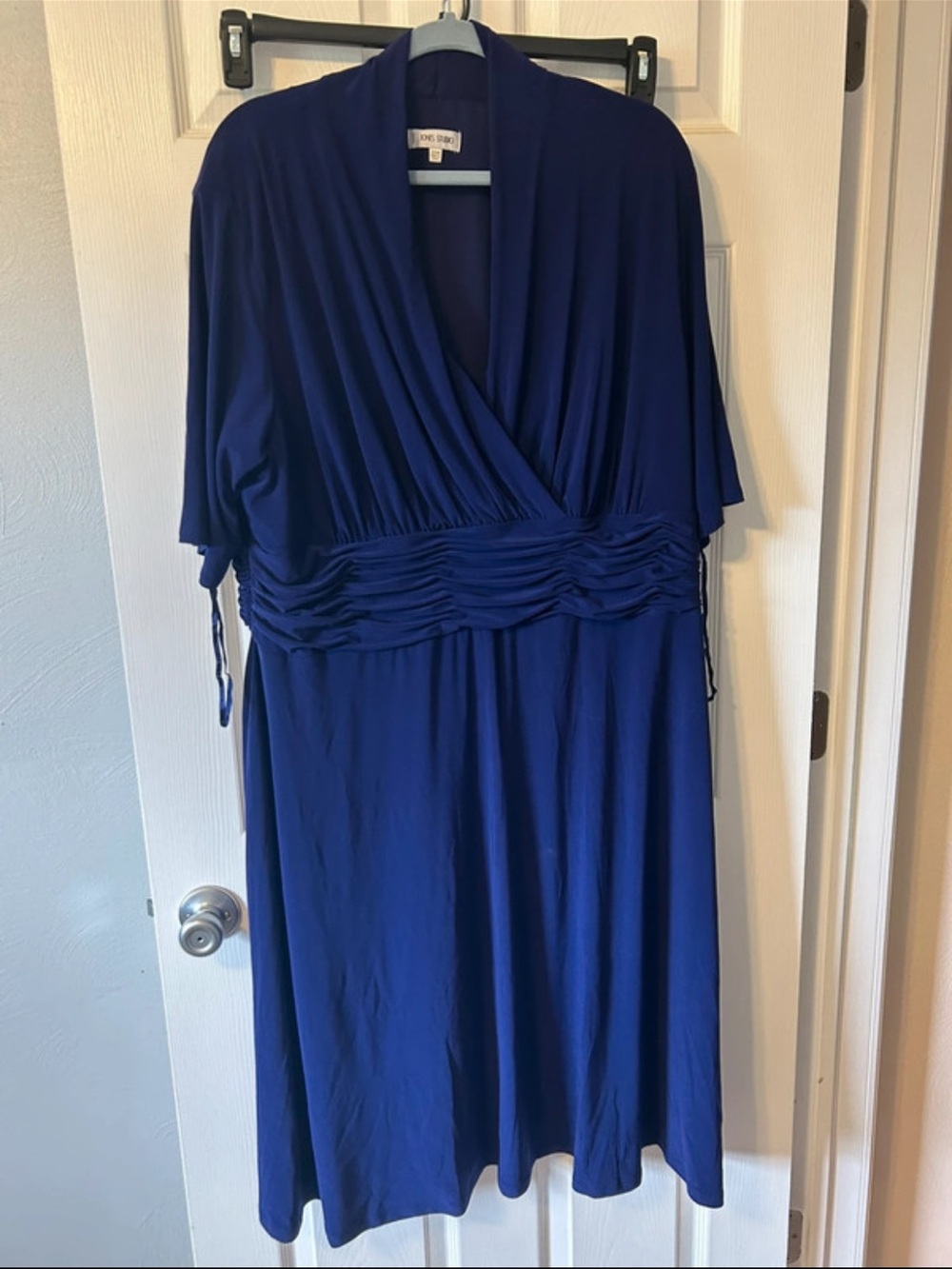 Jones Studio Royal Blue Faux-Wrap Midi Dress